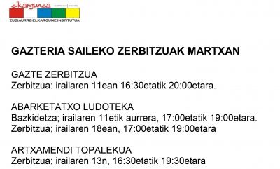 Gazteria Zerbitzuak martxan berriro